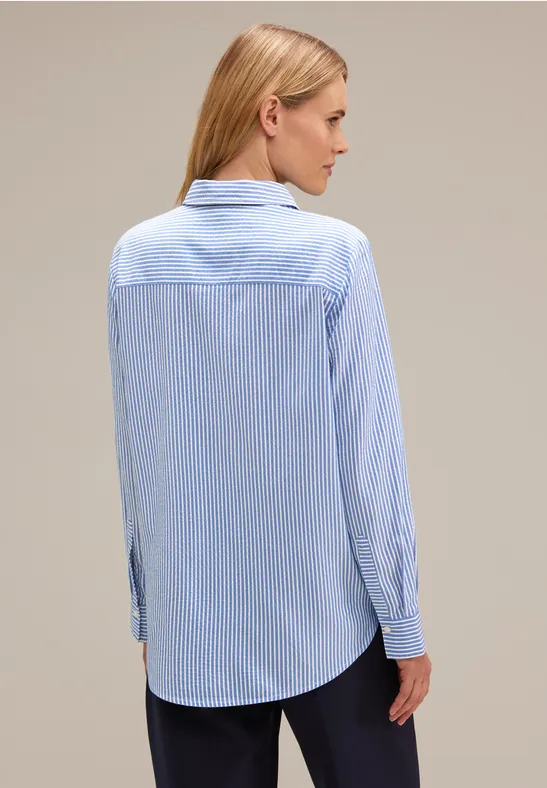 Seersucker Streifenbluse original blue