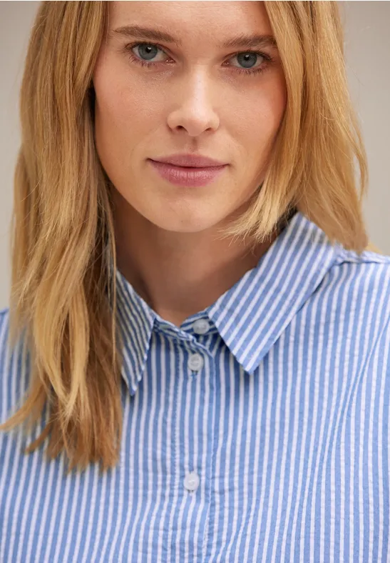 Seersucker Streifenbluse original blue