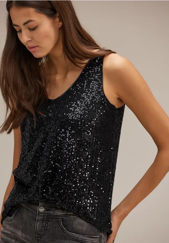 Party Pailletten Top Black
