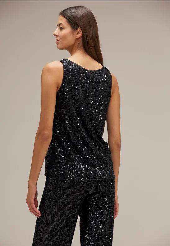 Party Pailletten Top Black