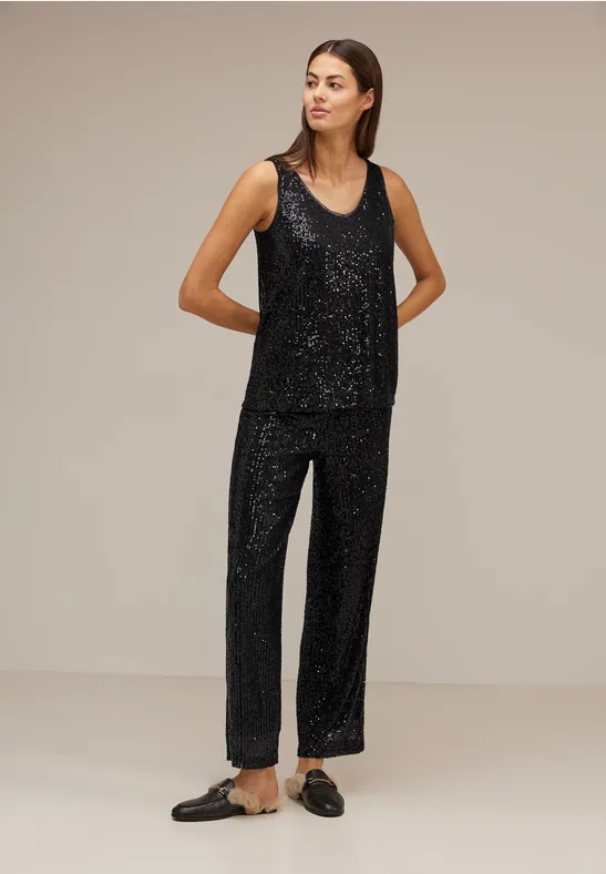 Party Pailletten Top Black