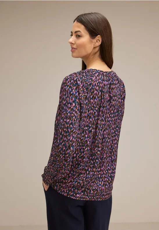 Raglan Bluse mit Muster atlantic blue