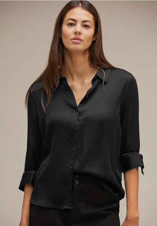 Viskose Hemdbluse Black
