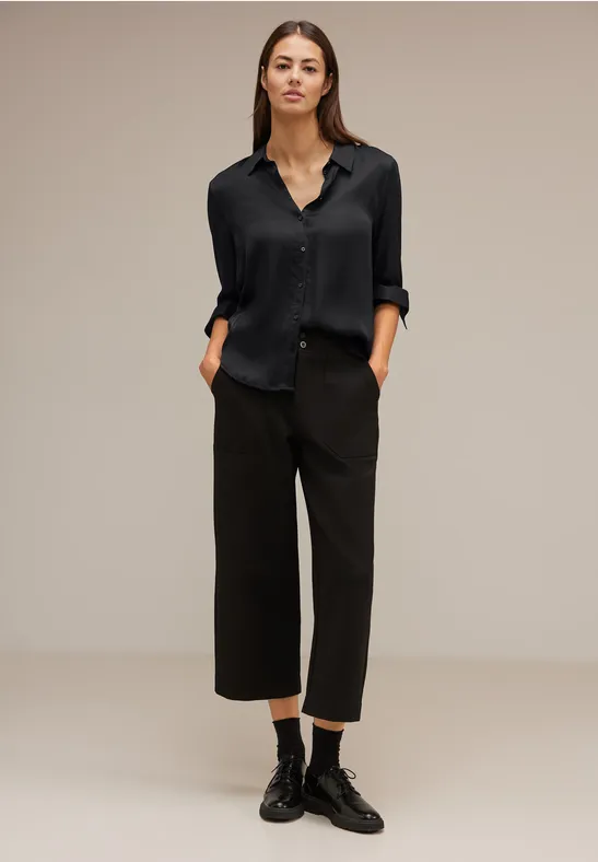 Viskose Hemdbluse Black