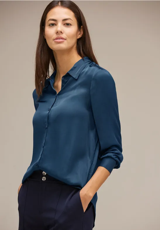 Viskose Hemdbluse atlantic blue