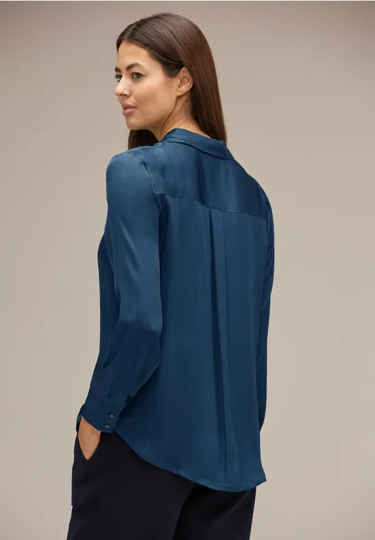 Viskose Hemdbluse atlantic blue