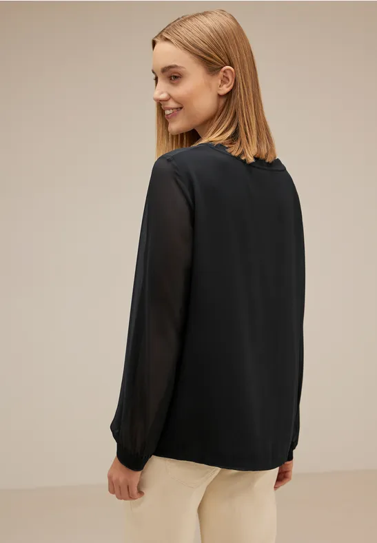 Chiffonbluse mit Partprint Black