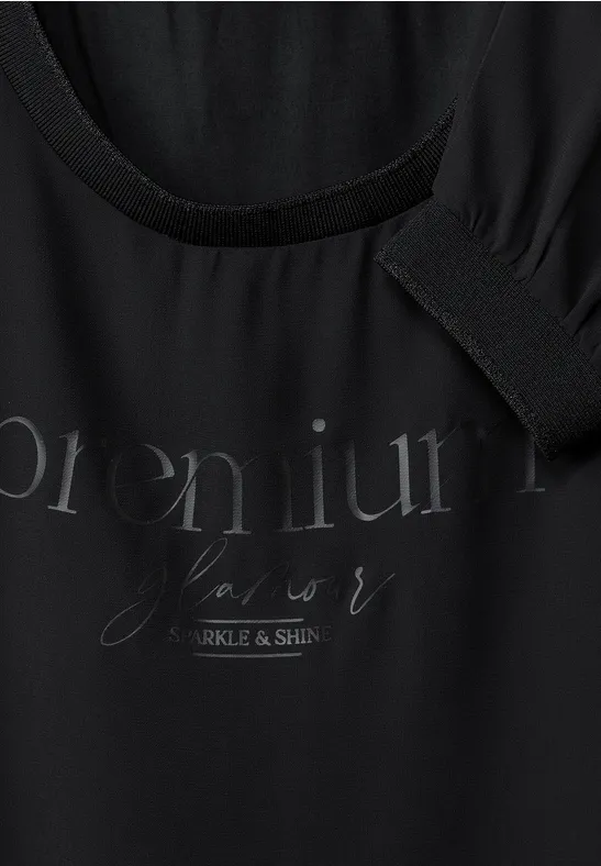 Chiffonbluse mit Partprint Black