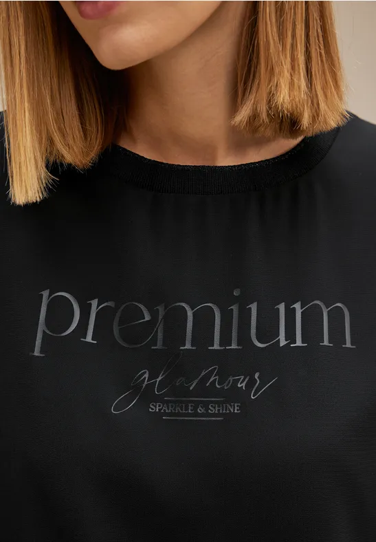 Chiffonbluse mit Partprint Black