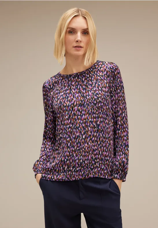 Bluse in Satinoptik atlantic blue