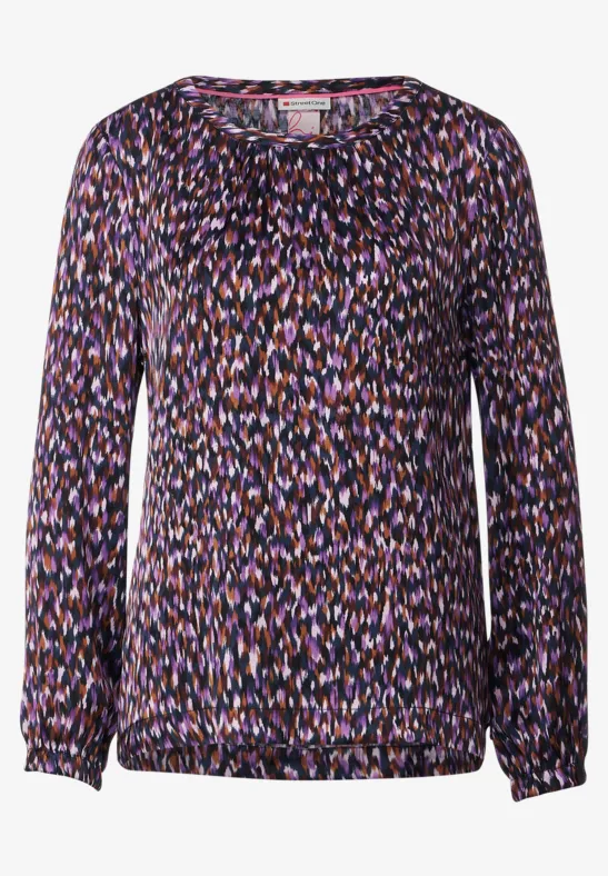 Bluse in Satinoptik atlantic blue