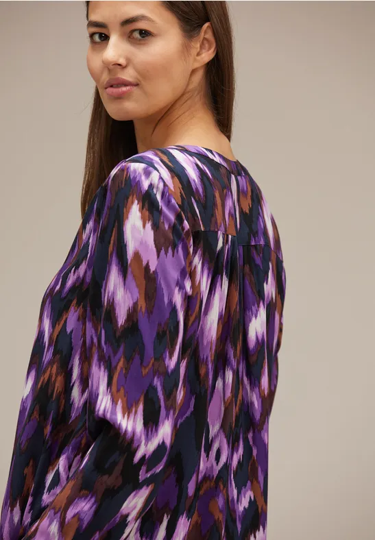 Viskosebluse mit Print deep pure lilac