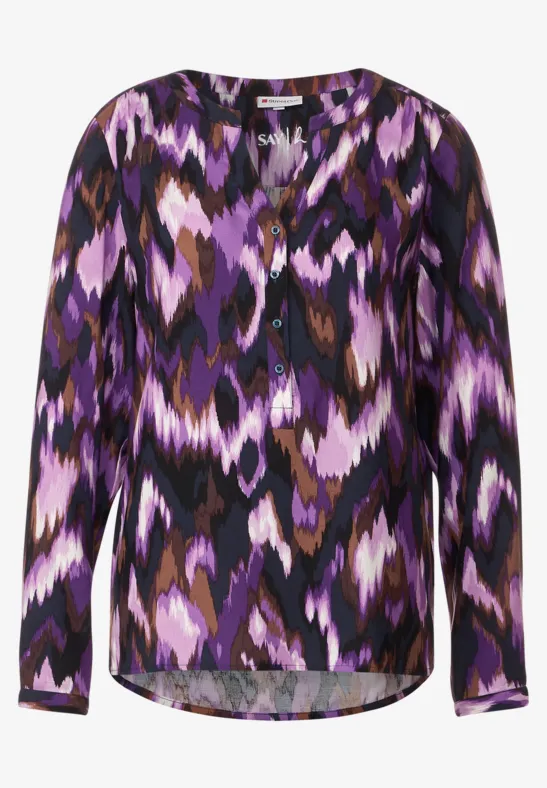 Viskosebluse mit Print deep pure lilac