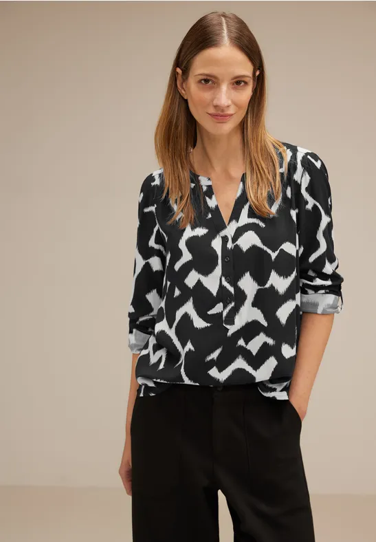 Turn-Up Viskosebluse Black