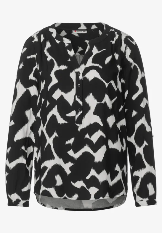 Turn-Up Viskosebluse Black