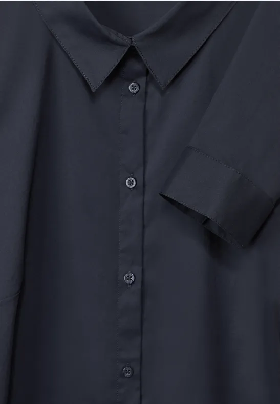 Materialmix Hemdbluse deep blue