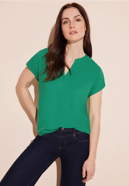 Blusenshirt in Unifarbe fresh spring green