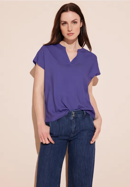 Blusenshirt in Unifarbe elderflower purple