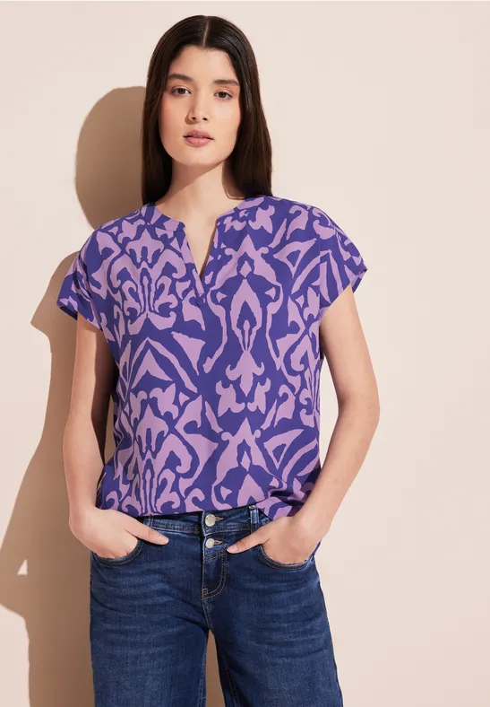 Print Bluse intense royal blue