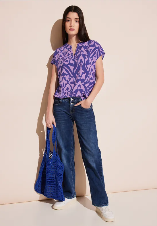 Print Bluse intense royal blue