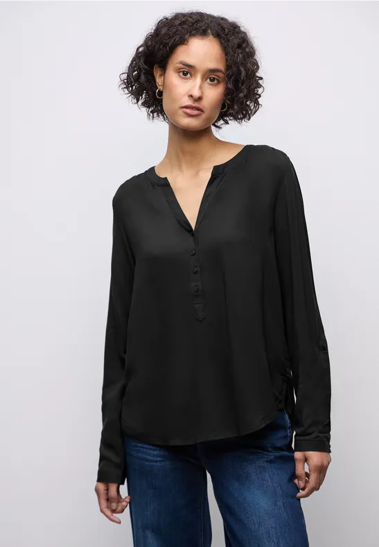Basic Bluse in Unifarbe Black