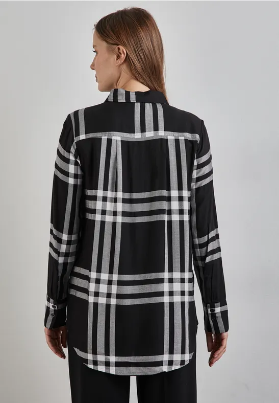 Blouse longue à carreaux Black