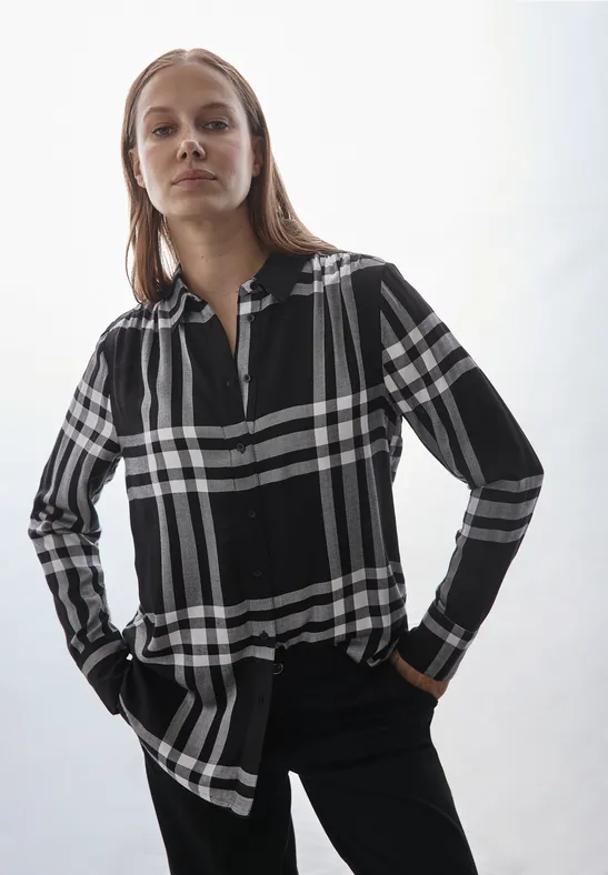 Blouse longue à carreaux Black