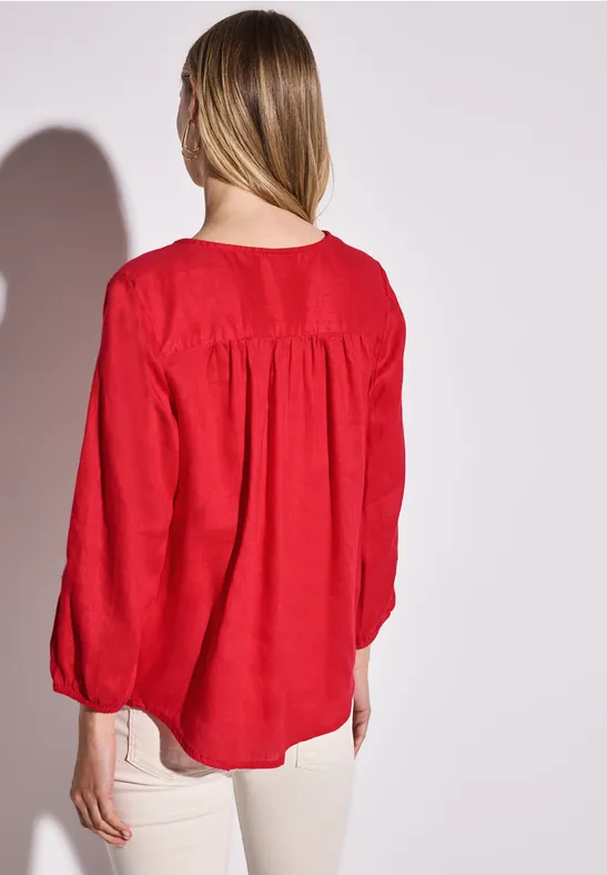 Blouse à col rond en lin glory red