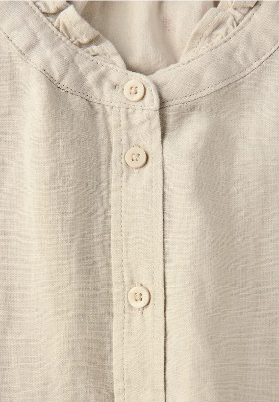 Linnen blouse met ruches moonstone sand