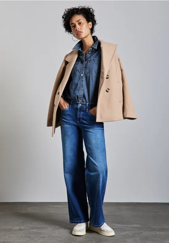 Kurzes Jeanshemd medium blue clean