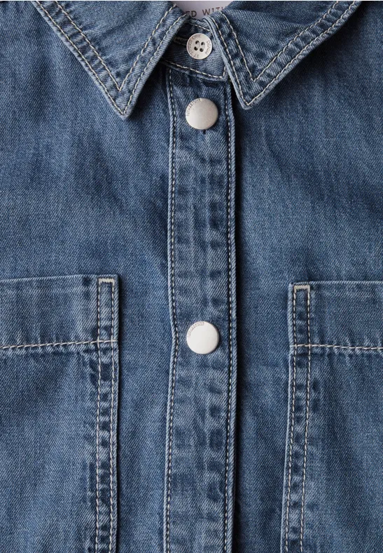 Kurzes Jeanshemd medium blue clean