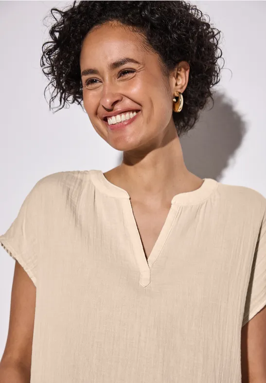 Musselin-Bluse velvet cream
