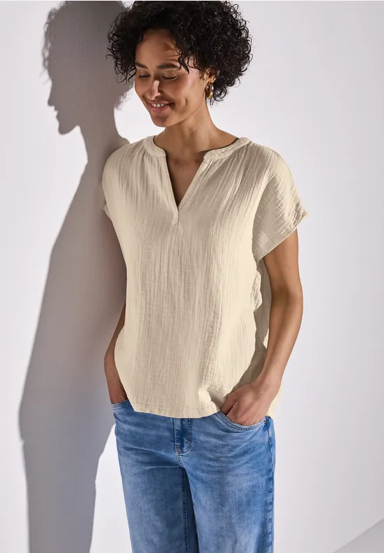 Musselin-Bluse velvet cream