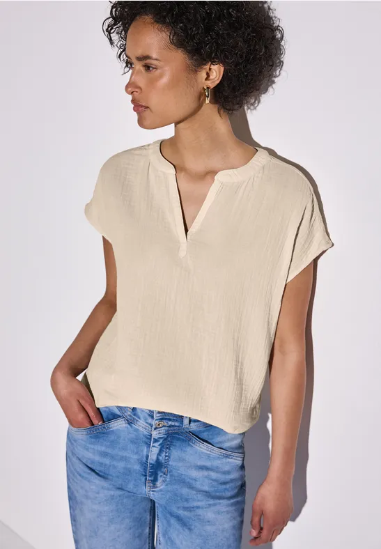 Musselin-Bluse velvet cream