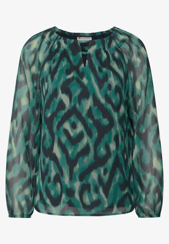 Blouse en mousseline de soie à motifs hunter green