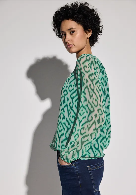 Blouse en mousseline de soie à motifs tendril green