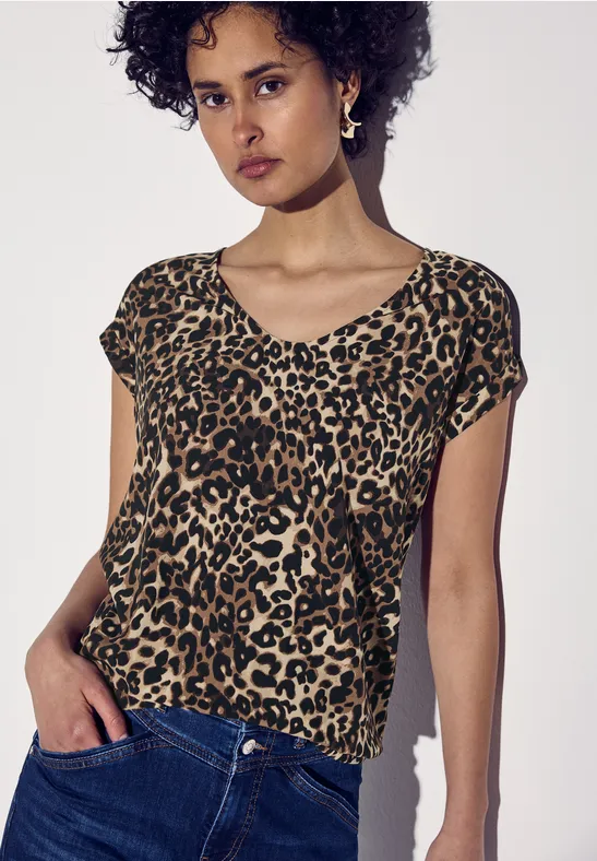 Blouse à motif léopard cub brown