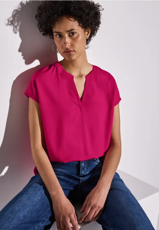 Bluse in Unifarbe juicy berry