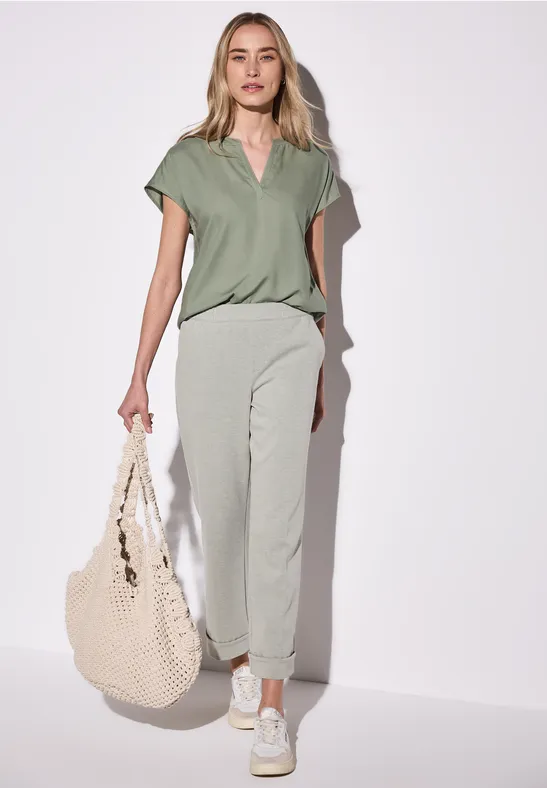 Bluse in Unifarbe dusty milky green