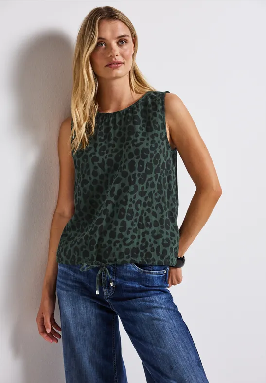Top chemisier en mousseline avec imprimé mid green