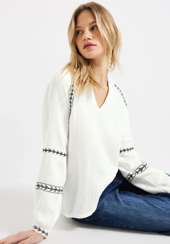 Blouse raglan en mousseline off white