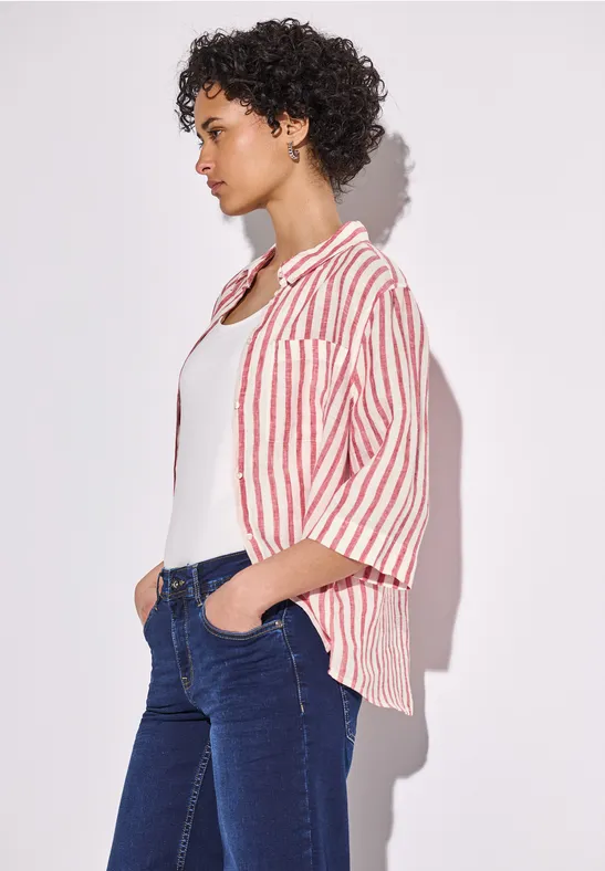 Gestreept overhemd blouse glory red