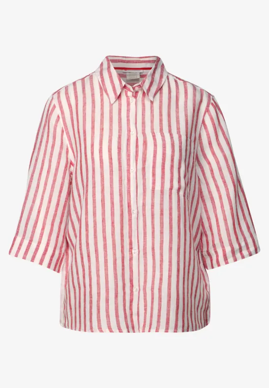 Gestreept overhemd blouse glory red