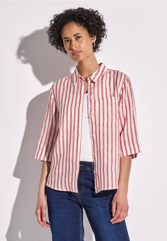 Gestreept overhemd blouse glory red