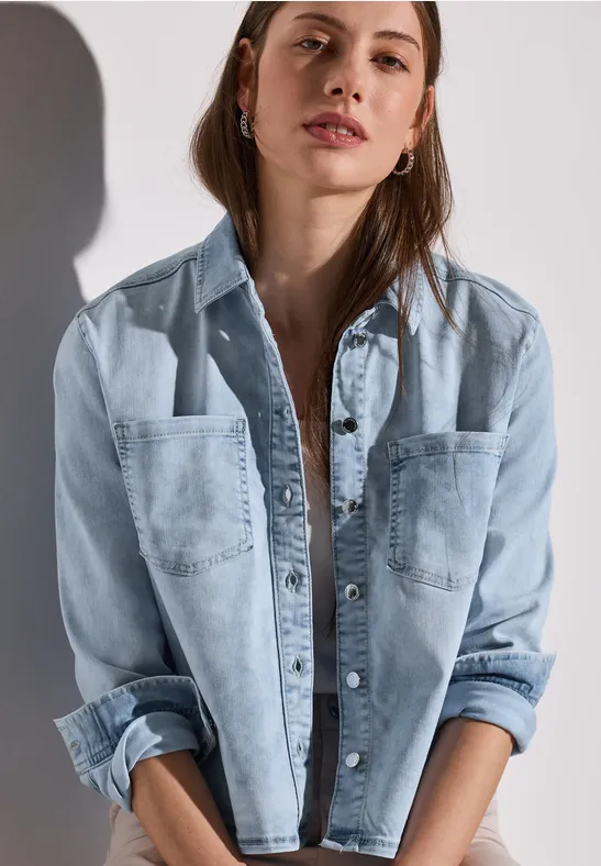 Denim Hemdbluse Light Blue Random washed