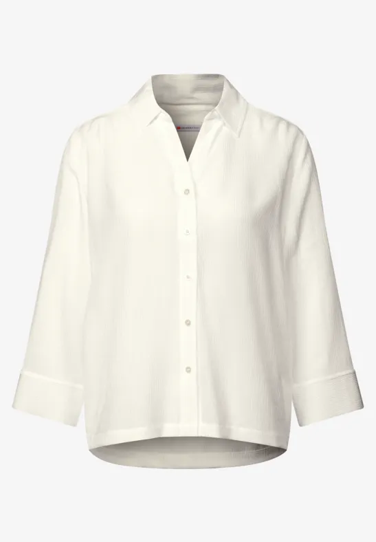 Crinkle-Hemdbluse off white