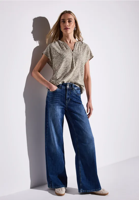 Bedruckte Bluse vintage stone