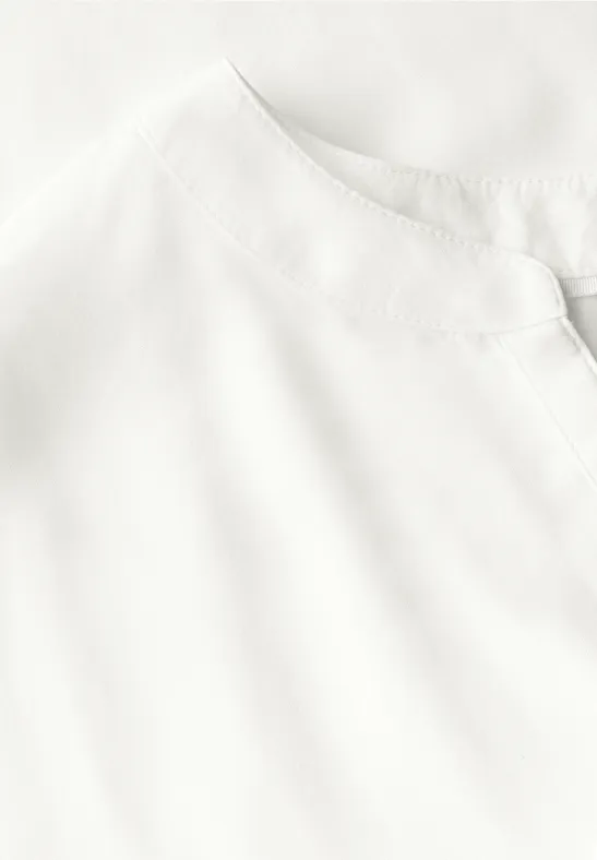 Split Neck Bluse in Unifarbe off white