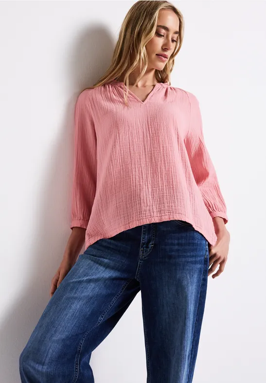 Musselin Tunika mit Rüschen blush peach