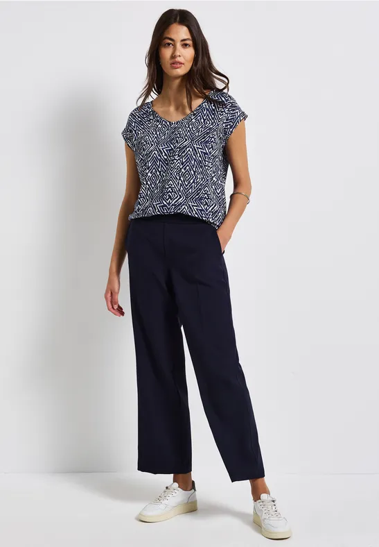 Gemusterte Bluse deep blue